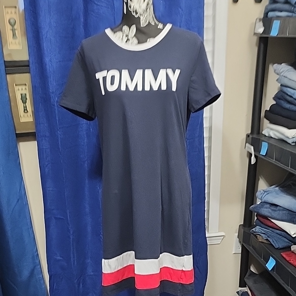 Tommy Hilfiger Navy Dress with Red and White Trim